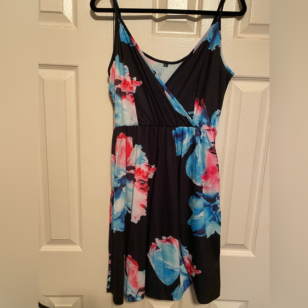 Amazon Floral Maxi Dress - Black and Blue